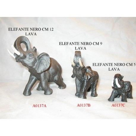 Elefante nero pietra lavica cm 5 art. A0137C