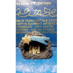 PRESEPE IN MINIATURA CON GROTTA E STELLA