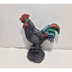 gallo con brillantini azzurri e verdi